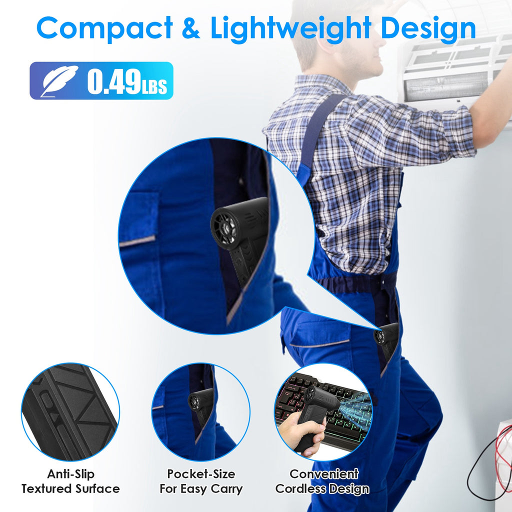 Cordless Air Duster with LED Light - Rechargeable & High-Speed Cleaning Power - Nook & Nest