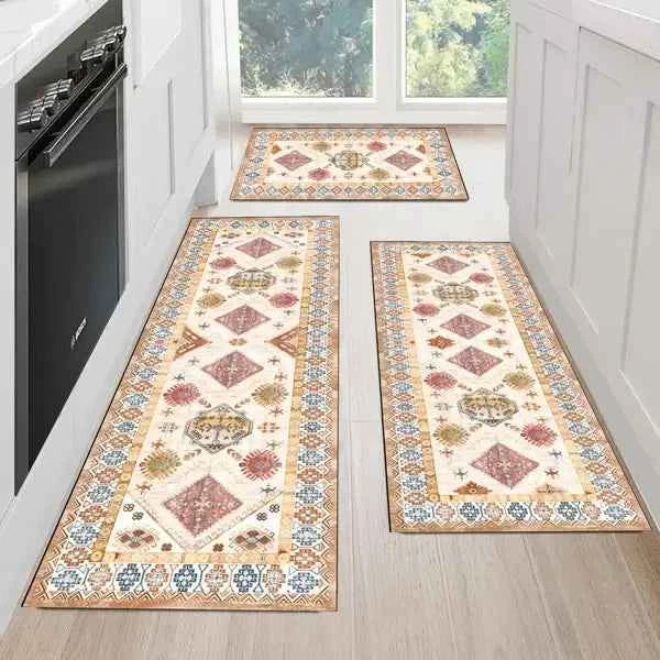 Transform Your Space with Our Boho Kitchen Rug Set – 3-Piece Non-Slip & Machine Washable - Nook & Nest