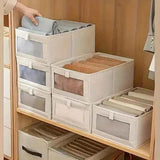 Foldable Clothes Storage Box – 3-Pack, Viewing Window, Stackable, Line - Nook & Nest