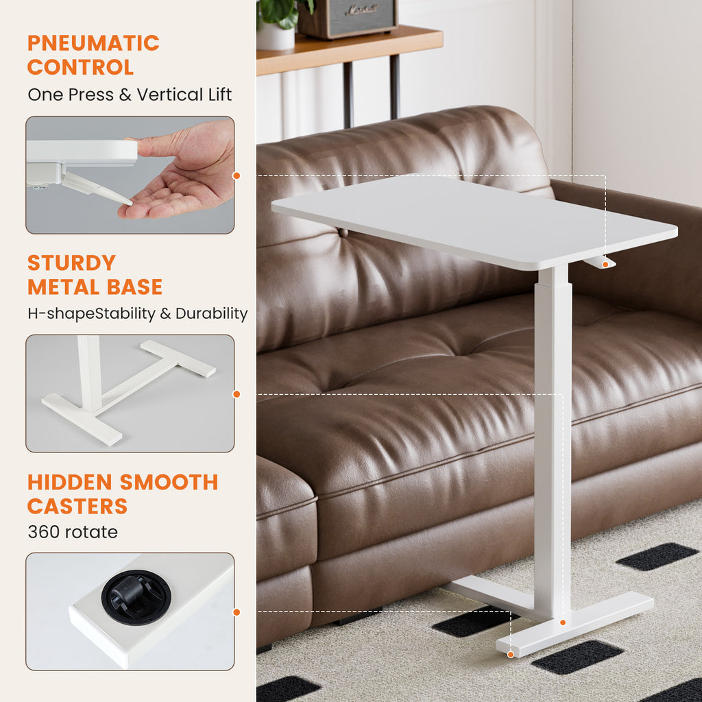 Adjustable Mobile Bed Table, Computer Desk, Mobile Standing Table - Nook & Nest