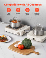Tri-Ply Stainless Steel Saucepan – 1.5 QT with Glass Lid, Induction Co - Nook & Nest