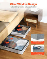 Under Bed Storage Bags – 2-Pack, 45L Each, Clear PVC Lid, Linen, Dual - Nook & Nest