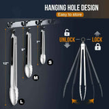 Stainless Steel Kitchen Tongs Set, Silver, 3 Pieces - Nook & Nest