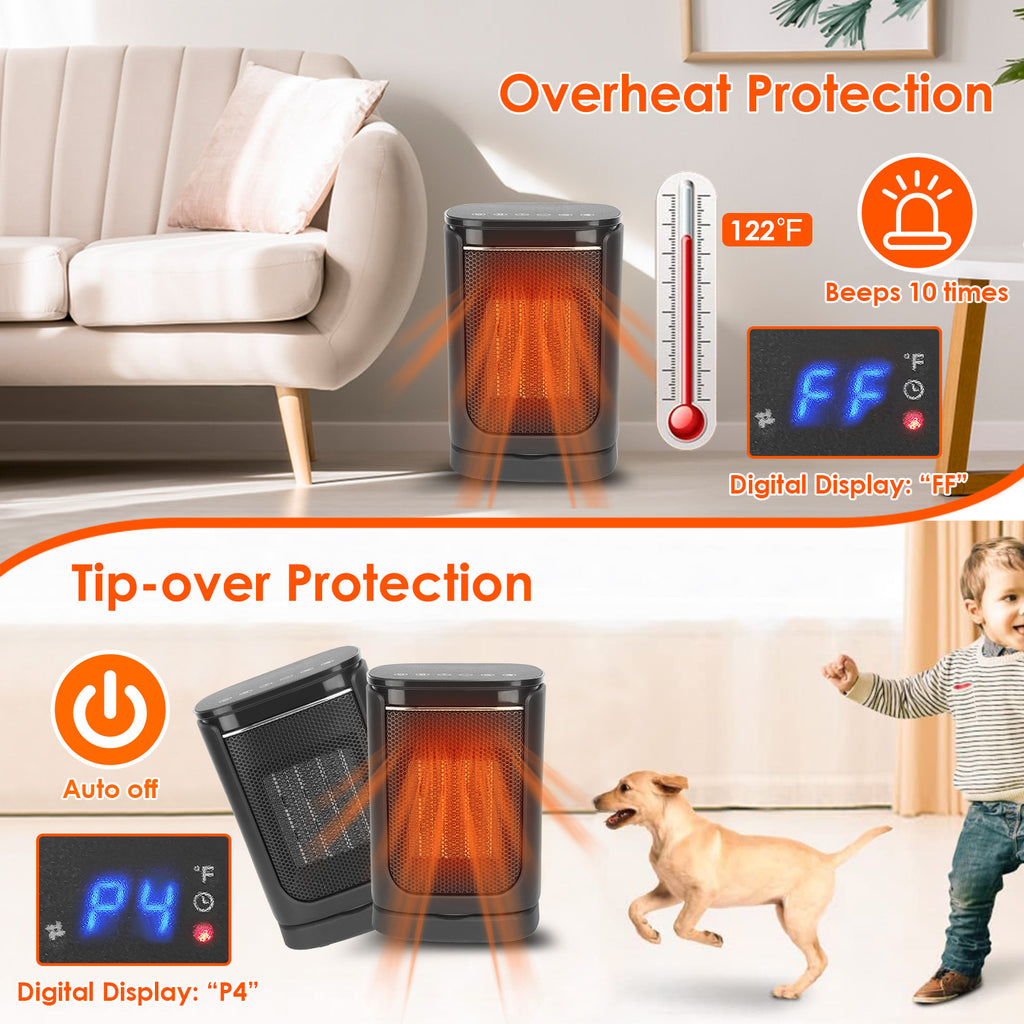 1500W Ceramic Space Heater with Remote and 90° Oscillation - Nook & Nest