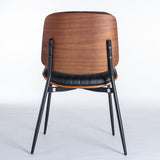 Dining Chairs Set Of 2 Mid Century Modern Retro Faux Leather Chair With Walnut Bentwood Back Upholstered Seat Metal Legs Adjustable Foot For Kitchen Dining Room Chairs - Nook & Nest