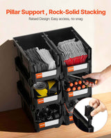 Large Stackable Storage Bins – 6-Pack, Front-Open, Polypropylene, Labe - Nook & Nest