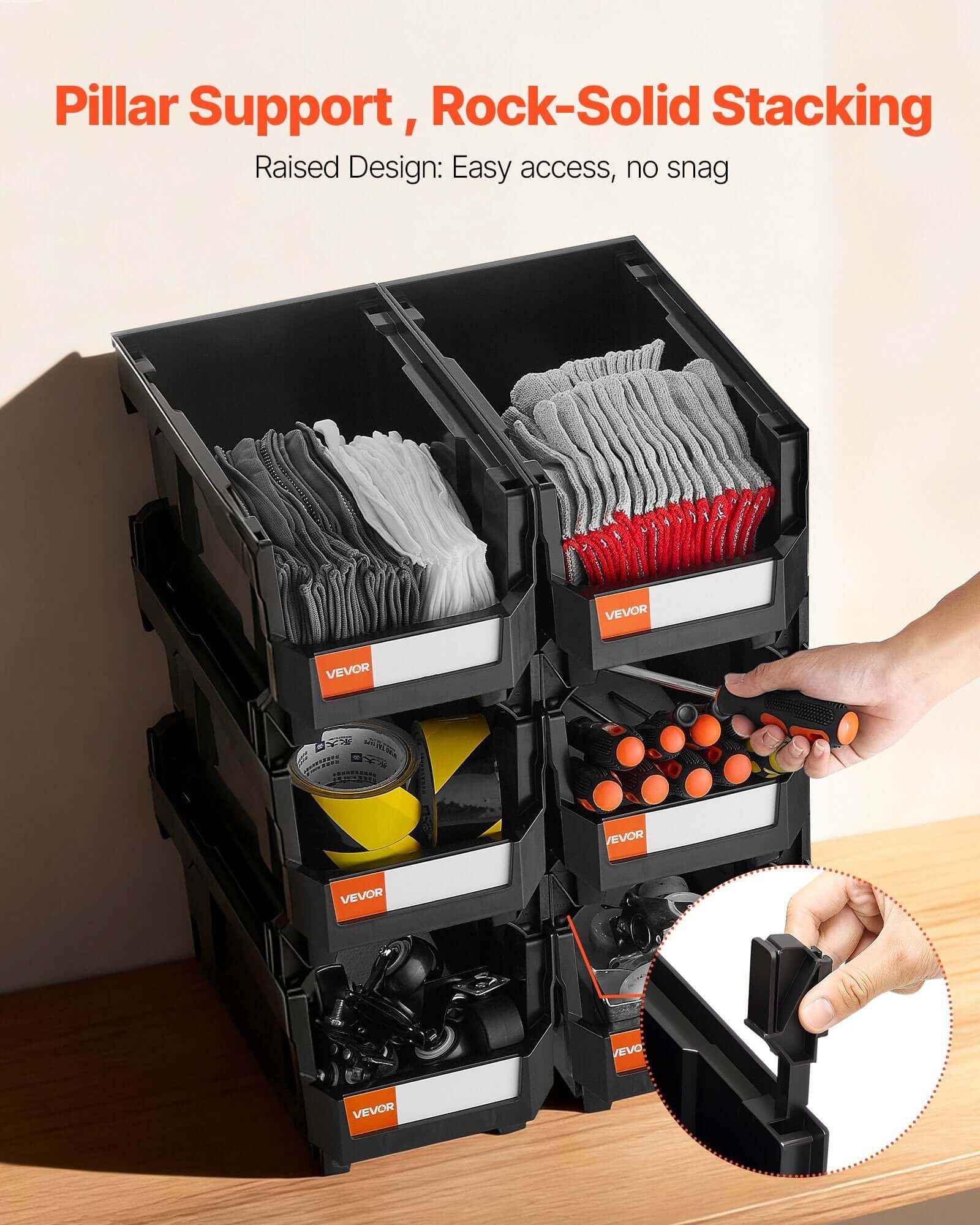 Large Stackable Storage Bins with Labels – 6 Pack for Effortless Organization - Nook & Nest