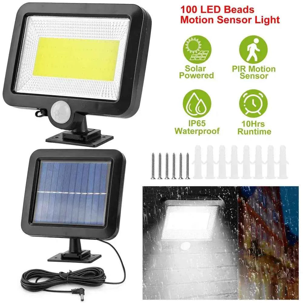 Enhance Your Outdoors with the Motion Sensor Solar Wall Light - 100 LED IP65 Waterproof - Nook & Nest