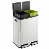 60 Liter Stainless Steel Trash Can, Dual Compartments - Nook & Nest