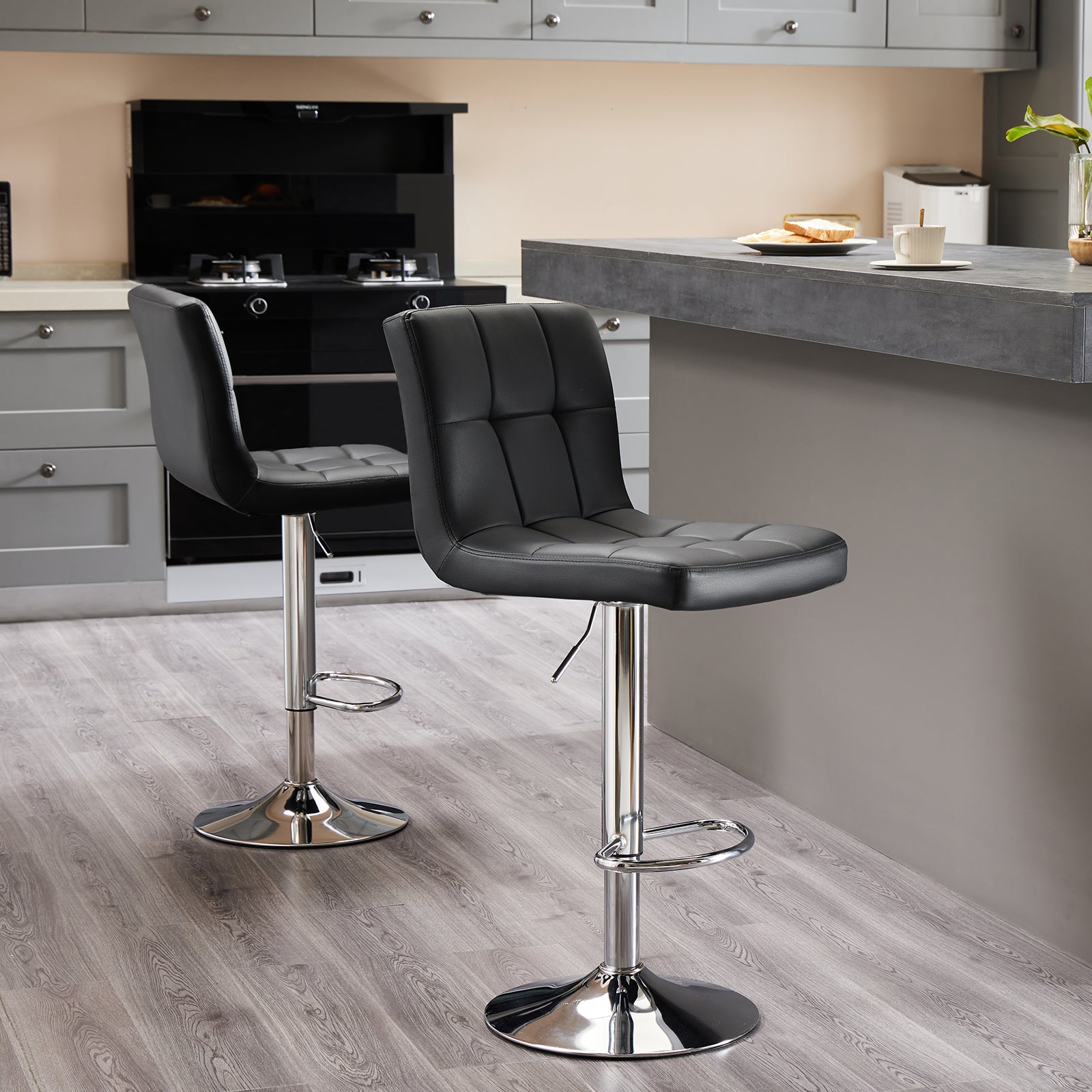Square Cushion Bar Stool With Backrest - Nook & Nest