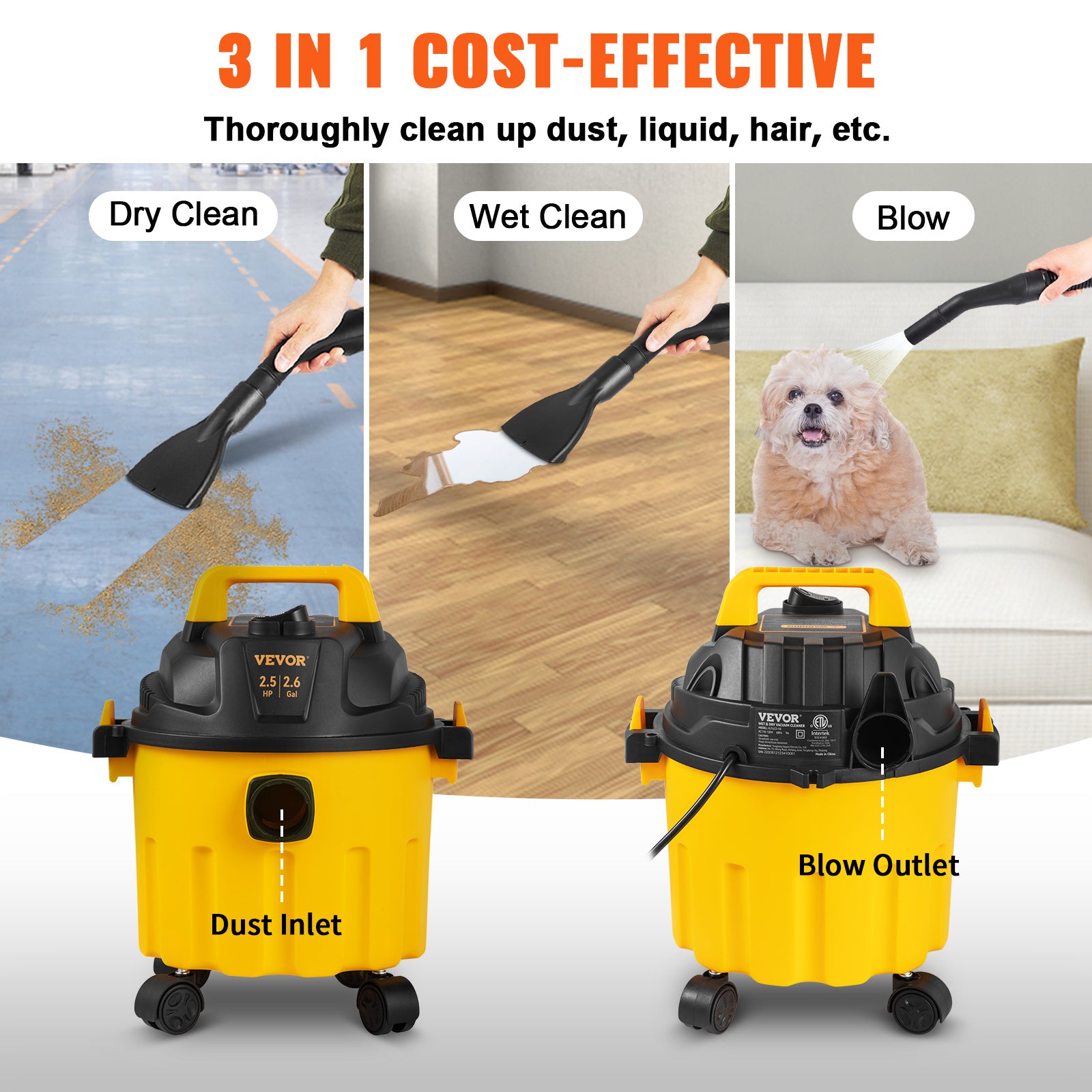 Wet Dry Vac: Versatile 2.6 Gallon Shop Vacuum for Effortless Cleaning - Nook & Nest