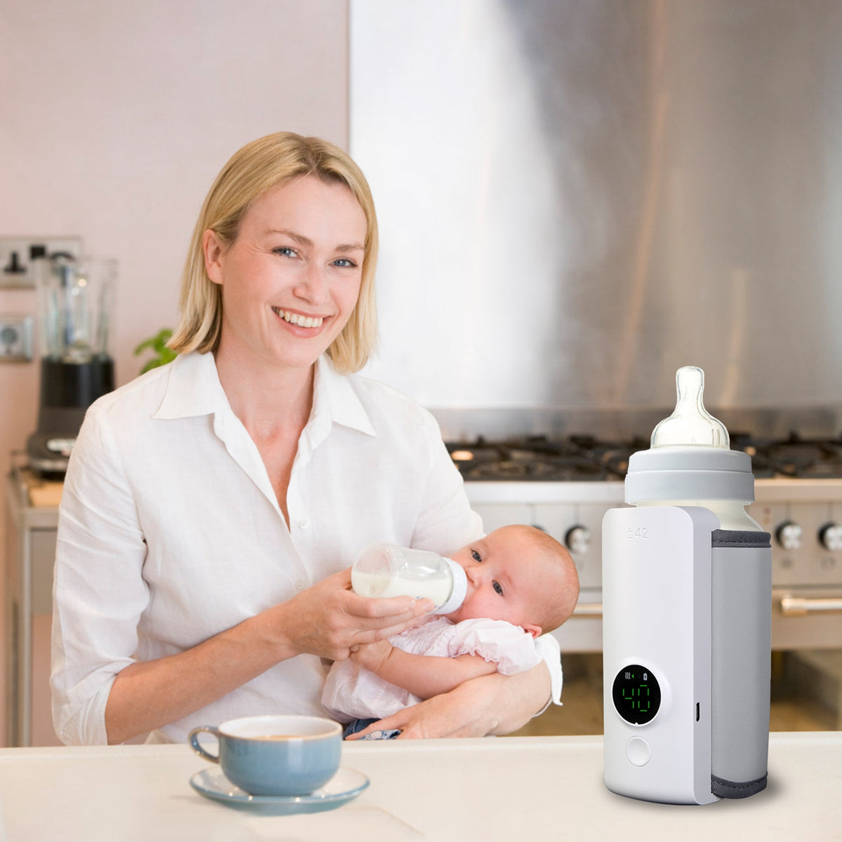 Portable Baby Bottle Warmer, Milk Formula Warmer For Travel With 6 Heating Levels USB Rechargeable Keep Milk Warm For 5 Hours No Bottle Included - Nook & Nest