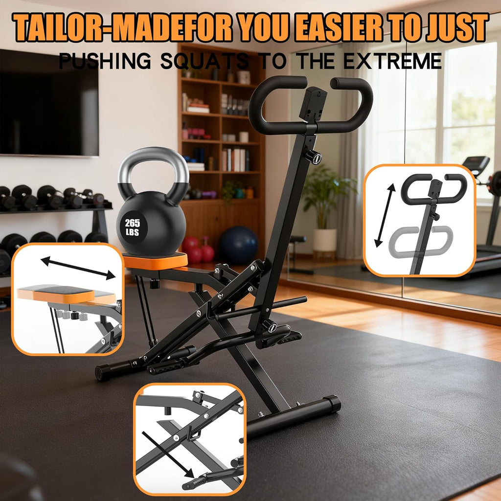 Squat Machine For Home, Assist Trainer For Glutes Workout Foldable With Resistance Bands, For Botty Glutes Butt Thighs, Ab Back Leg Press Hip Thrust For Home Gym Fitness-Black - Nook & Nest