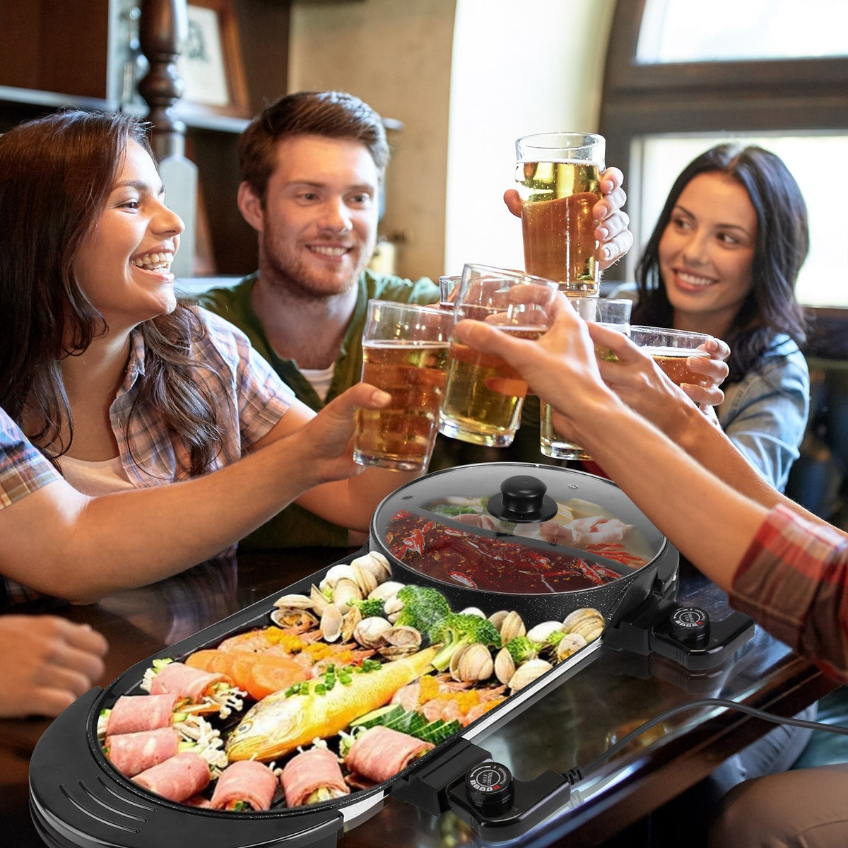 2200W Electric Hot Pot with Grill - Nook & Nest