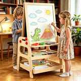 Wooden Kids Art Easel – 2-in-1 with Marble Run & Built-In Storage, Sol - Nook & Nest