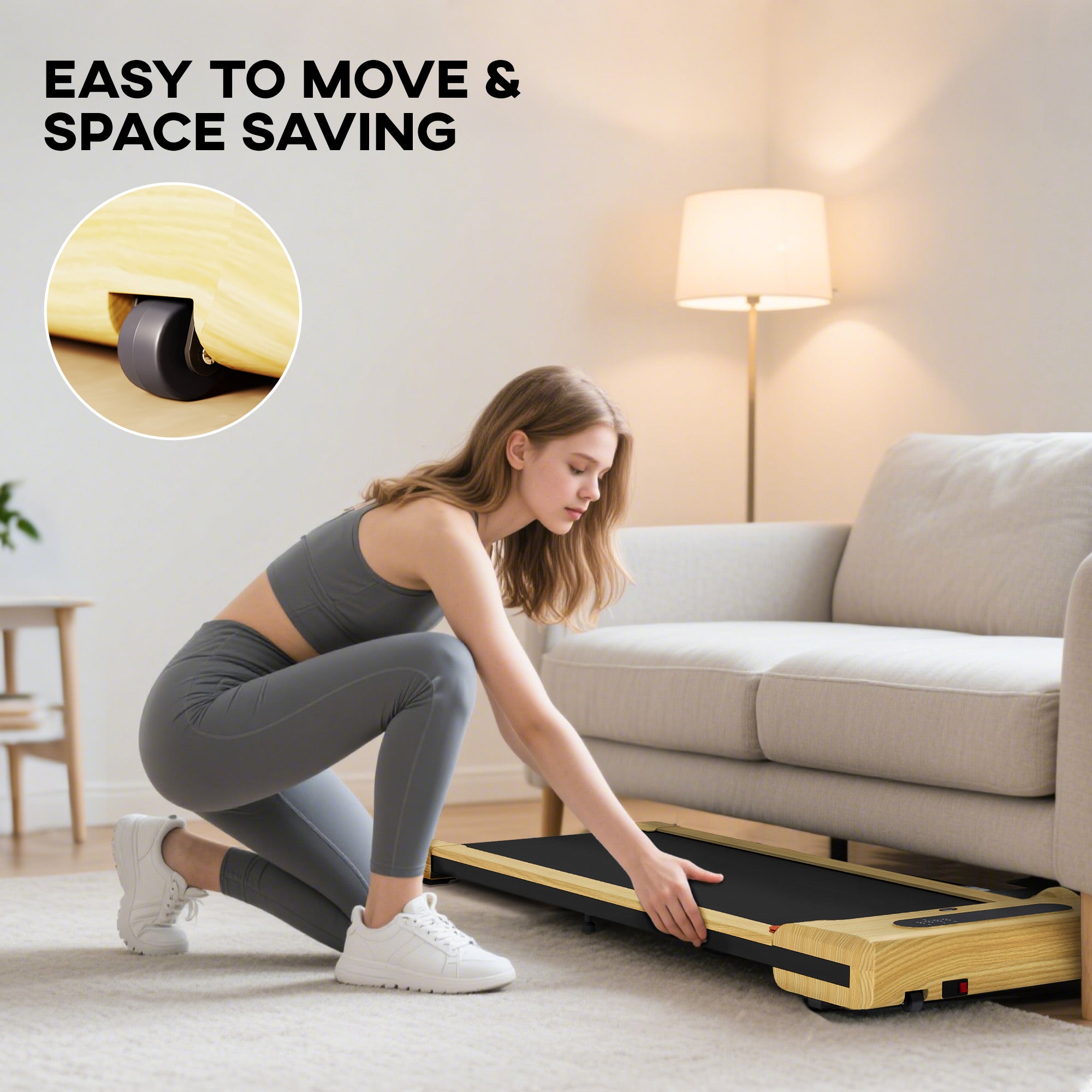 2.5HP Walking Pad, Under Desk Treadmill with Remote Control, Transport Wheels and LED Display for Home Gym Office - Nook & Nest