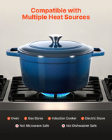 6-Quart Enameled Cast Iron Dutch Oven with Lid - Blue - Nook & Nest