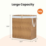 Woven Rattan Laundry Basket with Lid – 90L or 110L, Foldable, Removabl - Nook & Nest