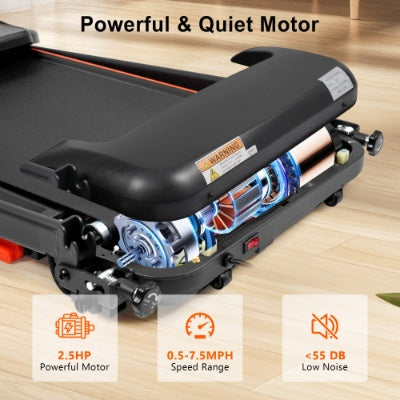 NEW Treadmills For Home, 2.5HP Quiet Folding Treadmill With Heart Rate Sensor, 300lbs Weight Capacity, 7.5MPH, Incline Treadmill With USB Charge Station Bluetooth Speaker, 6 Shock-Absorbing - Nook & Nest