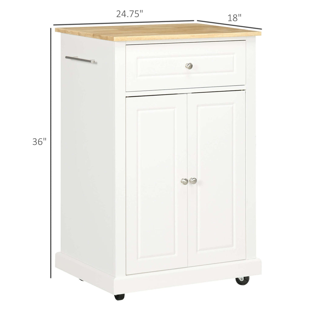 Compact Kitchen Rolling Cart – Elevate Your Culinary Experience with Cream White & Wood Top - Nook & Nest