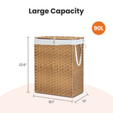 Woven Rattan Laundry Basket with Lid – 90L or 110L, Foldable, Removabl - Nook & Nest