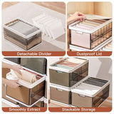 Stackable Storage Bins with Dividers – 3-Pack, Foldable Fabric, Dark B - Nook & Nest