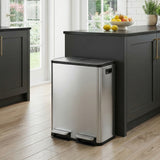 60 Liter Stainless Steel Trash Can, Dual Compartments - Nook & Nest