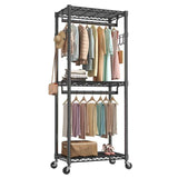 Adjustable Rolling Clothes Rack – Double Rail, 29.5 or 45 in - Nook & Nest