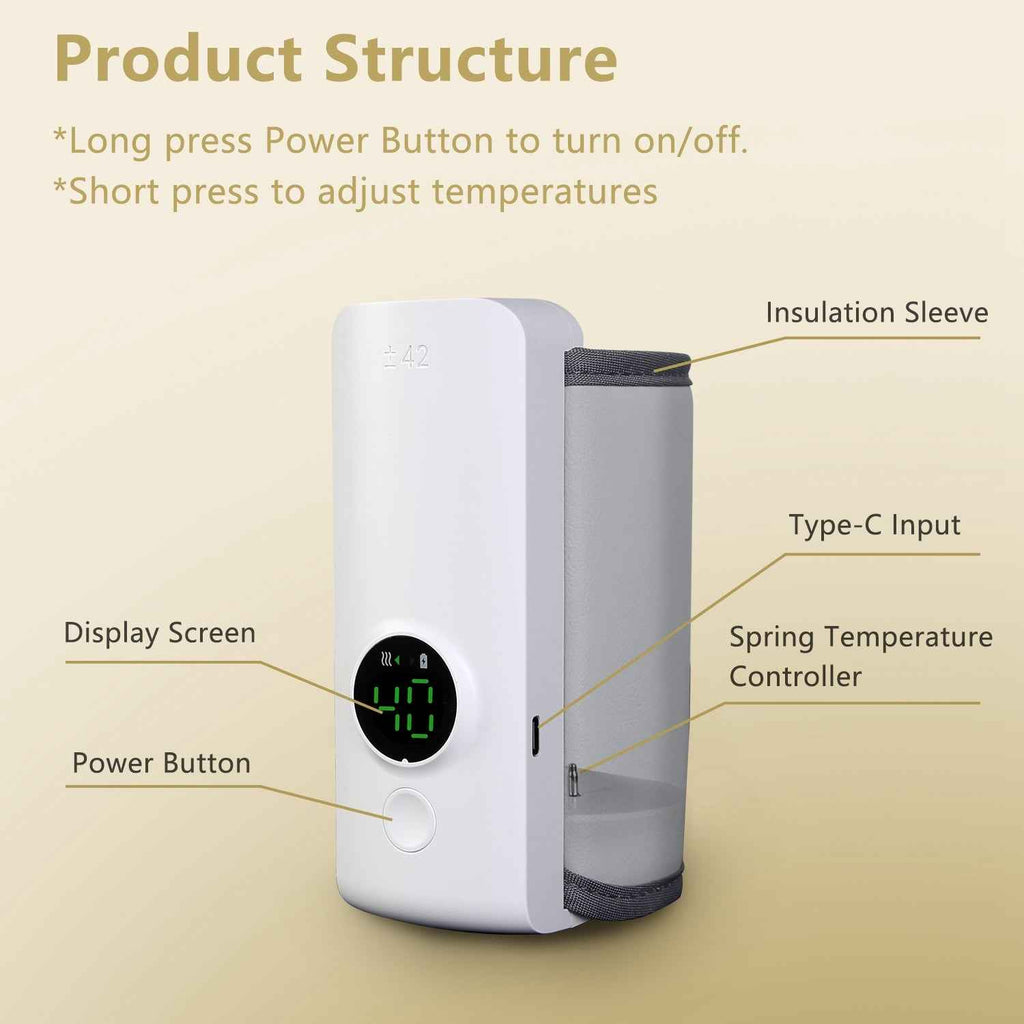 Portable Baby Bottle Warmer – USB Rechargeable, 6 Heating Levels