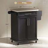Stainless Steel Kitchen Island Cart – Spice Rack, Knife Holder, Drawer - Nook & Nest
