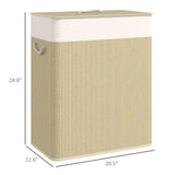 Double Bamboo Laundry Hamper with Lid – 2×13.2 Gal Sections, Removable - Nook & Nest