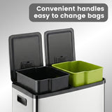 60 Liter Stainless Steel Trash Can, Dual Compartments - Nook & Nest