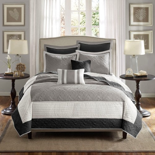 7 Piece Quilt Set With Euro Shams And Throw Pillows Beige FullQueen - Nook & Nest