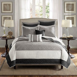 7 Piece Quilt Set With Euro Shams And Throw Pillows Beige FullQueen - Nook & Nest
