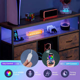 TV Stand with Drawers – LED Lights, Power Sockets, Up to 50 in - Nook & Nest