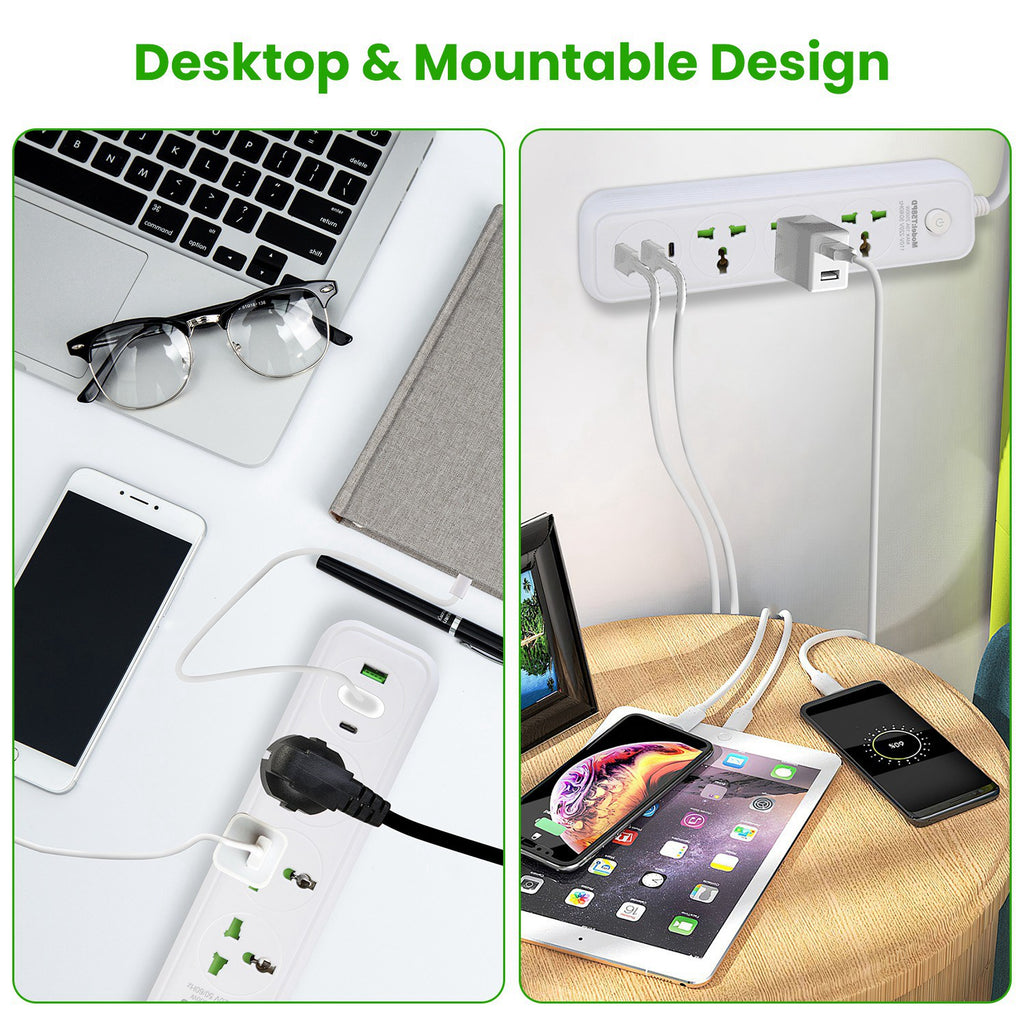 Versatile Power Strip with USB Ports - 6FT Extension Cord for Home & Travel - Nook & Nest