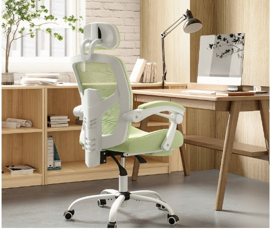Retractable Footrest Ergonomic Swivel Office Chair With Lumbar Support Pillow And Padded Armrests - Nook & Nest