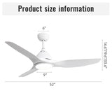 Plastic Ceiling Fans, 52 Inch with Light - Nook & Nest
