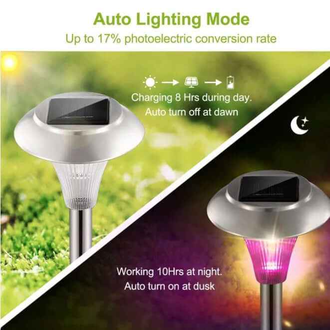 Transform Your Outdoor Space with Solar Garden Lights 4 Pack - Auto On/Off Convenience - Nook & Nest