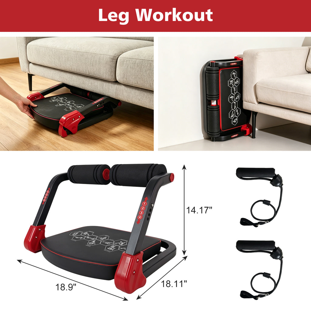 Ab Core Trainer Abdominal Machine For Home Gym With Resistance Bands Red - Nook & Nest
