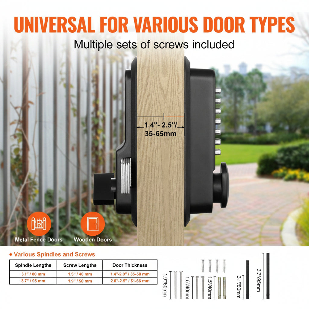 Mechanical Keyless Entry Door Lock, 14 Digit Keypad, Outdoor Gate Door Locks Set With Surface-mounted Latch, Water-proof Zinc Alloy, Keypad And Knob, Easy To Install, For Garden, Garage, Yard - Nook & Nest
