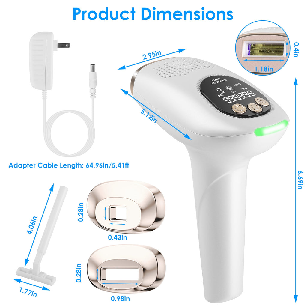 3 In 1 Ice Cooling Laser Hair Removal Device Painless Permanent At-Home IPL Hair Removal With 999,999 Flashes 9 Energy Levels 2 Modes For Armpits Legs Arms Bikini Line - Nook & Nest