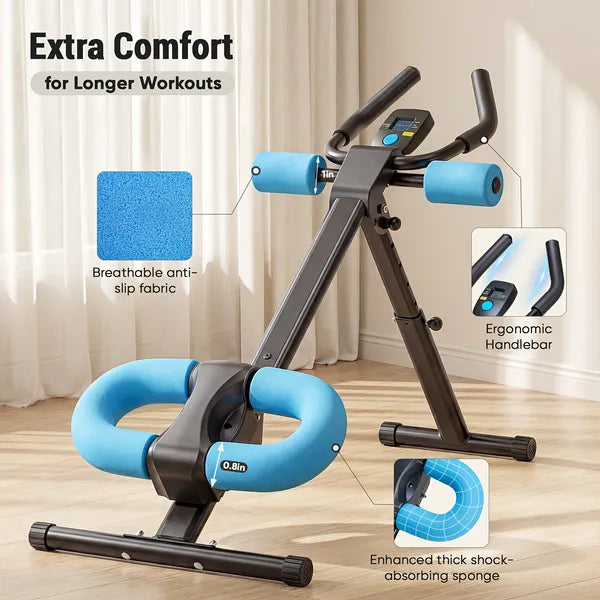 Adjustable Ab Machine For Stomach Workout, Core Workout Equipment For Home Gym, Ab Trainer With 2 Incline & 5 Height Levels, Knee & Elbow Protection, 440LBS, LCD Display, Foldable - Nook & Nest