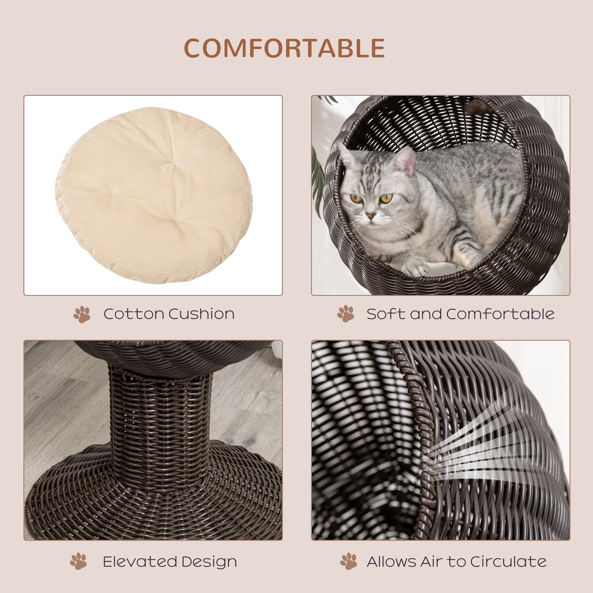 Elevated Cat Bed with Rotatable Pod – Cozy Kitty Oasis for Ultimate Comfort - Nook & Nest