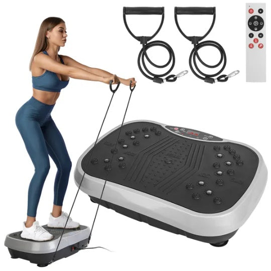 Vibration Exercise Machine With Resistant Bands Remote Control Whole Body Vibration Platform Workout Equipment Home Fitness Training Equipment For Weight Loss Fat Burner - Nook & Nest