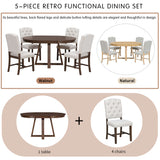 Walnut Compact Dining Set for 4, Table and 4 Chairs - Nook & Nest
