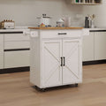 Charming Farmhouse Kitchen Island Cart with Rubber Wood Top and Barn Doors - Nook & Nest