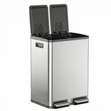 60 Liter Stainless Steel Trash Can, Dual Compartments - Nook & Nest