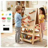 Wooden Kids Art Easel – 2-in-1 with Marble Run & Built-In Storage, Sol - Nook & Nest