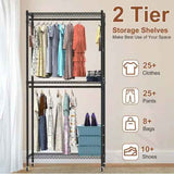 Covered Portable Wardrobe Closet – 2-Tier with Wheels, Grey - Nook & Nest